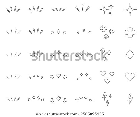 Set of doodle brush signs inspiration, surprise, attention, question, shock, concentration. Sketch stroke lines. Awareness mark set.