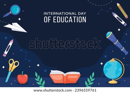 Happy International Education day celebration. January 24. International Day of Education background. Cartoon Vector illustration Template for Poster, Banner, Flyer, Greeting, Card, Cover, Post.