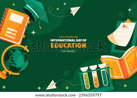 Happy International Education day celebration. January 24. International Day of Education background. Cartoon Vector illustration Template for Poster, Banner, Flyer, Greeting, Card, Cover, Post.