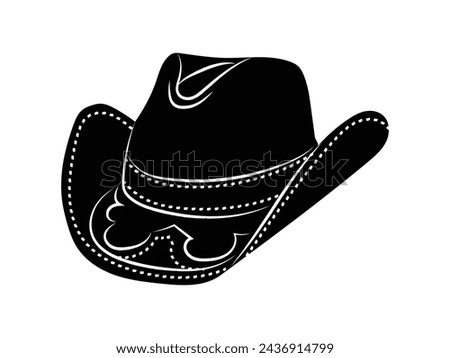 cowboy hat silhouette. cowboy hat isolated on white background. Vector illustration. cowboy hat illustration. hand drawn cowboy hat.