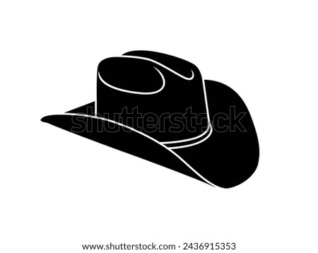 cowboy hat silhouette. cowboy hat isolated on white background. Vector illustration. cowboy hat illustration. hand drawn cowboy hat.