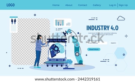 Industry 4.0 Background. fourth industrial revolution. smart industrial revolution, automation, robot assistants, iot, cloud and bigdata. Industry 4.0 banner.