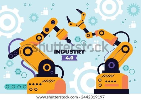 Industry 4.0 Background. fourth industrial revolution. smart industrial revolution, automation, robot assistants, iot, cloud and bigdata. Industry 4.0 banner.