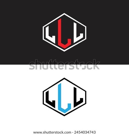 LLL letter logo design in six style. LLL polygon, circle, triangle, hexagon, flat and simple style with black and white color variation letter logo set in one artboard. LLL minimalist and classic logo