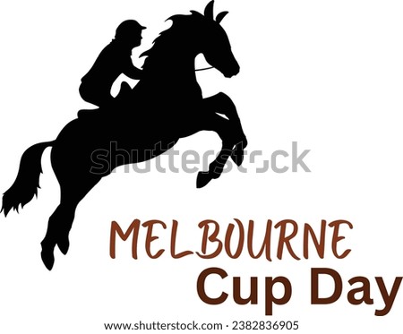 Celebrate Melbourne Cup Day with this captivating vector art featuring a skilled horse rider in action. The vibrant design captures the spirit of the event, making it perfect for posters  decors.