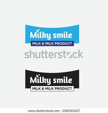 Milky smile logo, milk logo. fresh milk, Happy logo