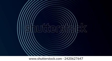 Blue abstract background with glowing circles. Swirl circular lines pattern. Geometric spiral. Twirl element. Modern graphic design. Futuristic technology concept.