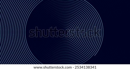 Blue abstract background with glowing circles. Swirl circular lines pattern. Geometric spiral. Twirl element. Modern graphic design. Futuristic technology concept.