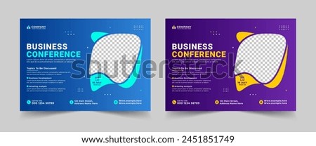 Creative horizontal business conference flyer template, Modern online live webinar meeting or technology conference invitation banner design layout background design