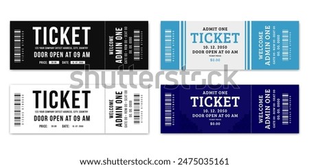 Admit one ticket design template. Concert, party or festival ticket design template. Ticket isolated on white background