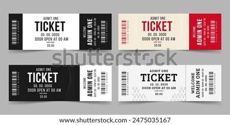 Vector ticket isolated isolated on white background. Classical white and black ticket