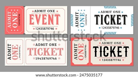 Admit one ticket design template. Concert, party or festival ticket design template. Ticket isolated on gray background