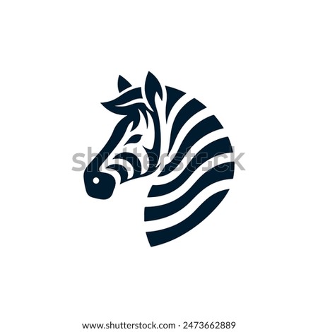 Zebra Head Logo, Black zebra logo, icon design template, zebra animal silhouette illustration. 2d illustration in doodle, cartoon style.