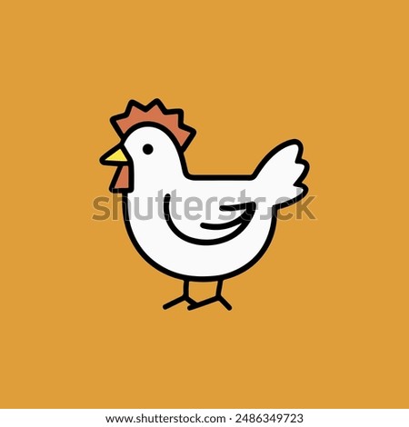 simple chicken vector one line illustration, colorful chicken art, abstract chicken rooster face head mascot logo vector icon