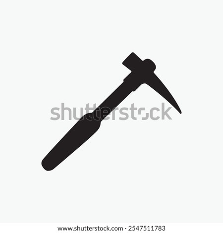 flat icon for a pick mattock suitable for web use. Design a simple silhouette of a garden mattock as a web icon with inverted colors. Develop a solid black icon vector for a pick instrument 