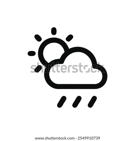 A combination of sun, cloud, and rain icons for weather applications.