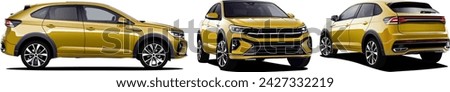 Realistic Vector yellow Car SUV Isolated with transparency and gradients