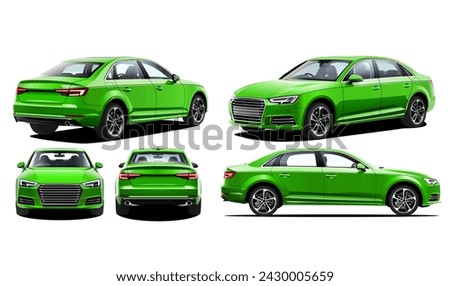 Isolated Vector realistic green car