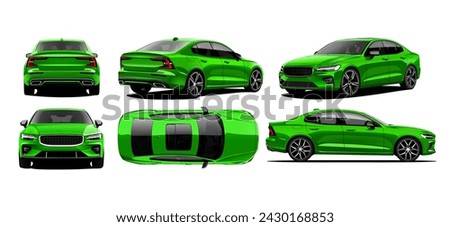 Isolated Vector realistic green car
