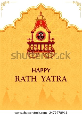 Happy Rath Yatra holiday background celebration for Lord Jagannath, Balabhadra and Subhadra.Vector illustration