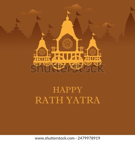 Happy Rath Yatra holiday background celebration for Lord Jagannath, Balabhadra and Subhadra.Vector illustration