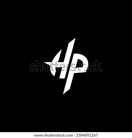 HP monogram esport logo design with cool shape concept in vector