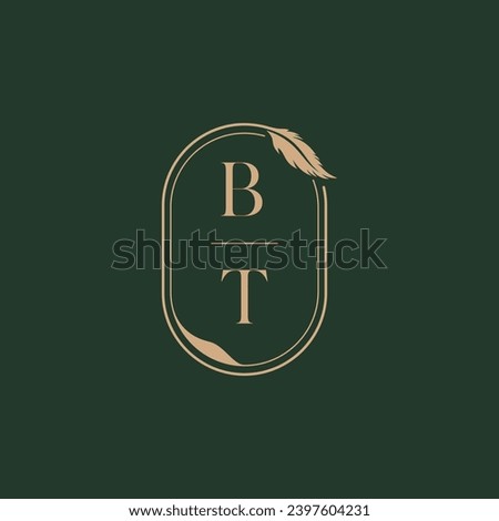 BT feather concept wedding monogram logo design ideas as inspiration