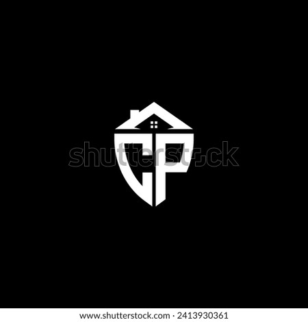 CP initials premium shield logo monogram with home designs modern templates
