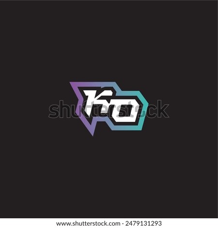 modern esport gaming monogram logo letter dynamic and bold concept KO