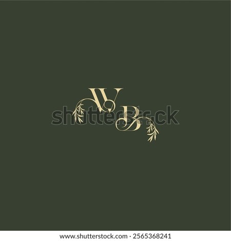 luxury wedding monogram WB logo design concept letter organic leaf initial