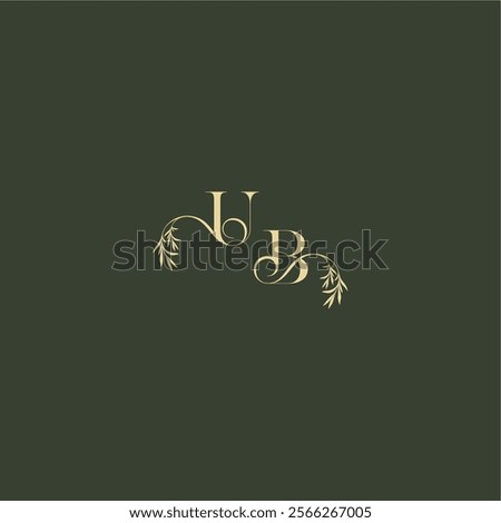 luxury wedding monogram UB logo design concept letter organic leaf initial