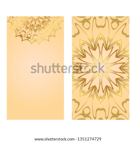 Collection Card With Relax Mandala Design. For Mobile Website, Posters, Online Shopping, Promotional Material. Gold color.