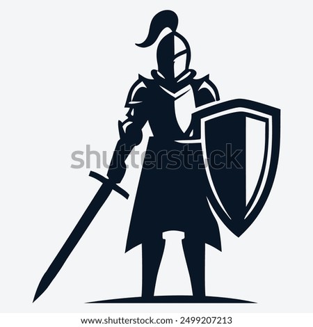 Knight Male Warrior Silhouette vector Logo design 