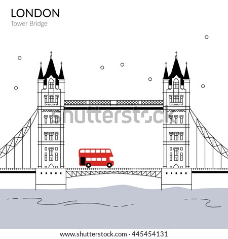 
Vector Illustration of Tower bridge outline for Design, Website, Background, Banner, Card. Travel Britain Landmark silhouette Element Template for Tourism Flier.
