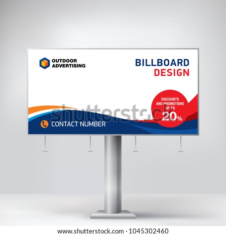 Billboard design, template for outdoor advertising, posting photos and text. Modern business concept. Creative background in the form of a wave in EPS 10 format