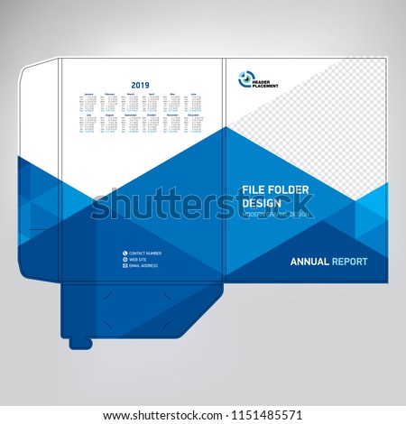 Business folder for files, design. The layout is for posting information about the company, photo, text. Modern geometric style.
