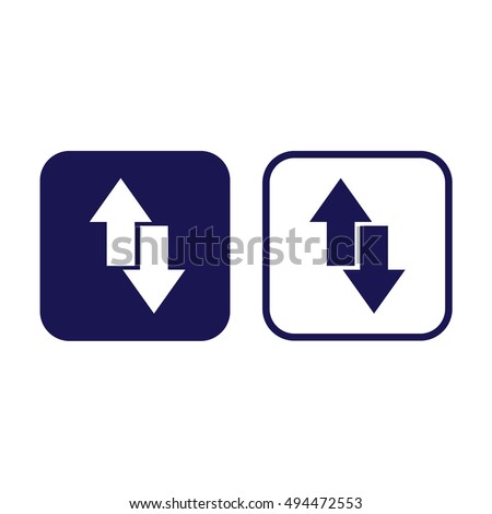 Download upload vector icon. Blue and white