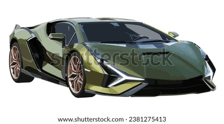 Luxury premium realistic fast speed green coupe sport colour white elegant new 3d f1 car urban metal power style model Sian business work modern art design vector template isolated background