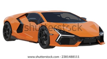 Luxury premium realistic fast speed orange coupe sport colour white elegant new 3d f1 car urban metal power style model Sian business work modern art design vector template isolated background