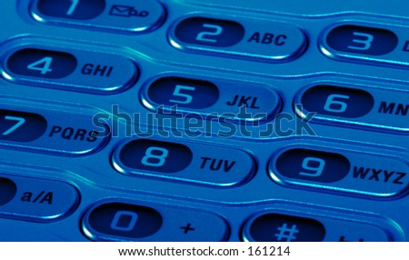 Blue keypad of a mobile phone