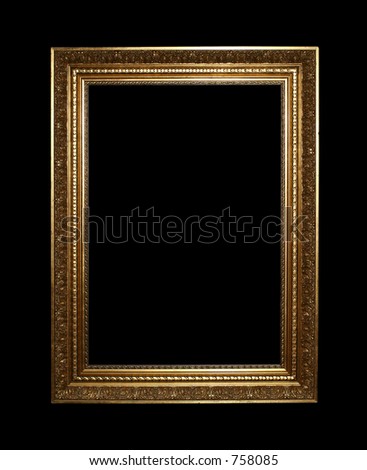 Large Golden Portrait Frame Isolated On Black Background With Clipping ...