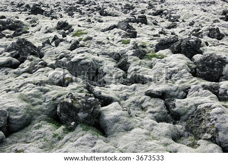 Exotic lava landscape in Iceland. The ancient lava is covered in soft moss - would make a great print