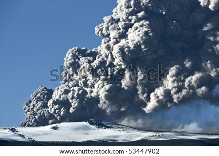EYJAFJALLAJOKULL, ICELAND - MAY 12:  The volcano Eyjafjallajokull erupting in Iceland on May 12th 2010, Ash cloud rises into the air wreaking havoc in international flights