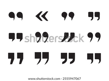 Quotes icon vector set. Black quotes icon. Speech mark. Inverted commas symbol. Mobile dark mode apps Vector illustration EPS 10