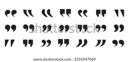 Quotes icon vector set. Black quotes icon. Speech mark. Inverted commas symbol. Mobile dark mode apps Vector illustration EPS 10