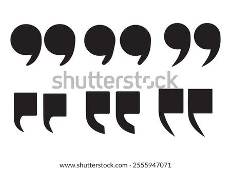 Quotes icon vector set. Black quotes icon. Speech mark. Inverted commas symbol. Mobile dark mode apps Vector illustration EPS 10