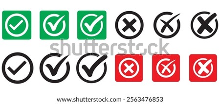 Checkmark icons tick box checked. Mark icon set isolated on white background. Vector illustration EPS 10