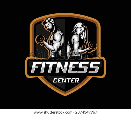 Fitness center logo, fitness couple logo design