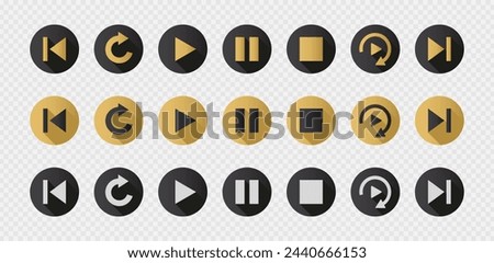 Collection of play button set for video player or user interface. UI playback symbol. Isolated on white background