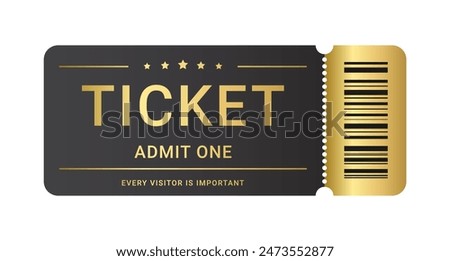 Ticket admit one isolated on white background
